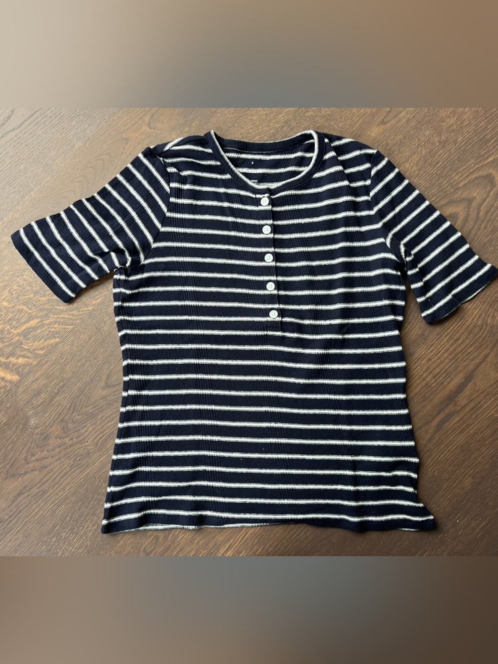 EVERLANE The Vintage Rib Henley navy and bone size S